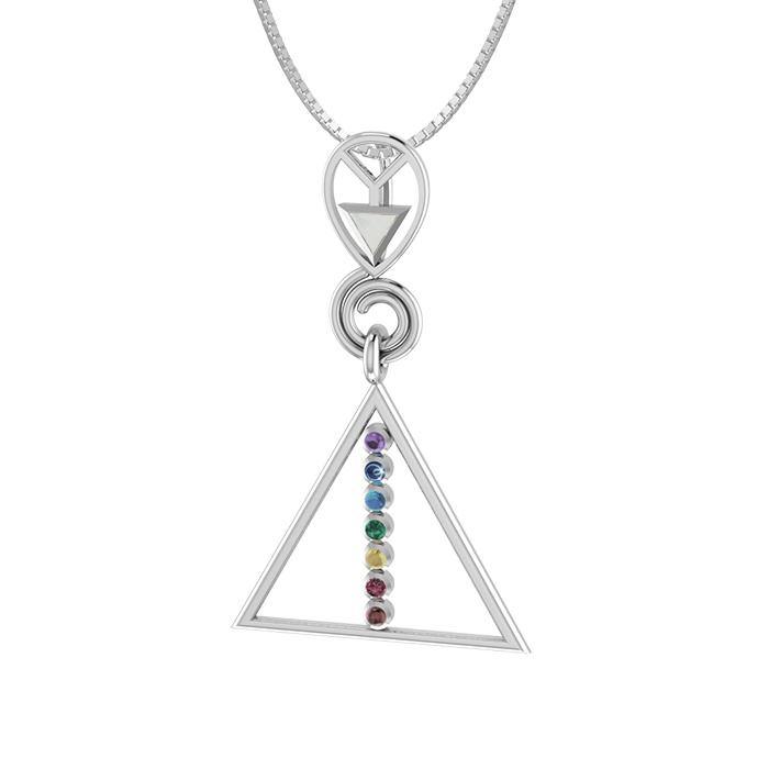 Silver Chakra with Gems Pendant TP3565 - Jewelry