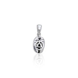 Recovery Symbol on Coffee Bean Silver Pendant TP400 - Jewelry
