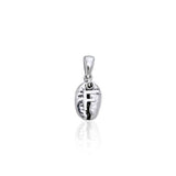 Letter F on Coffee Bean Silver Pendant TP413 - Jewelry