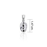 Number Two on Coffee Bean Silver Pendant TP416 - Jewelry