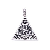 Celtic Triskele Pyramid Sterling Silver Pendant TP441