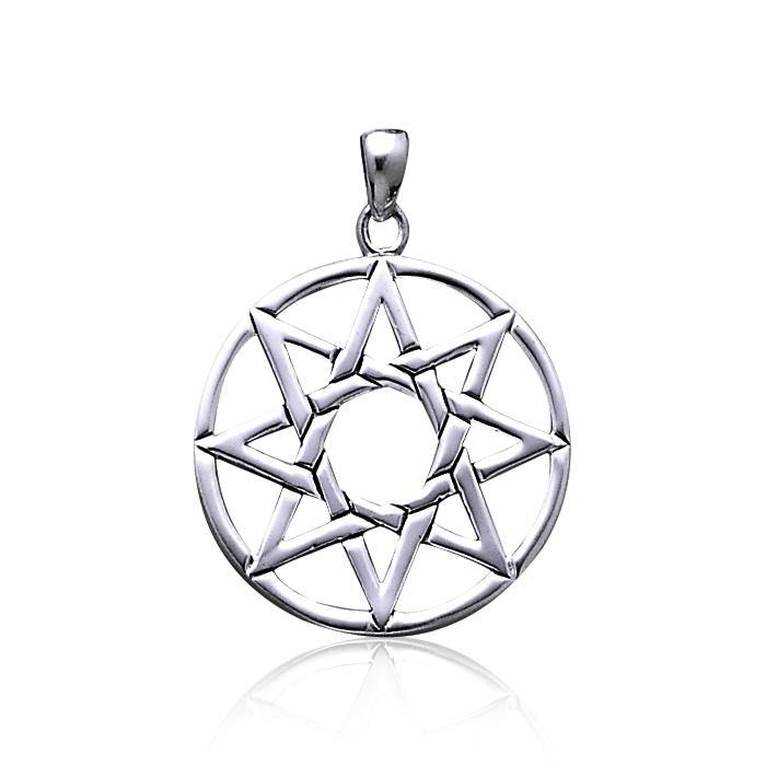 Large Black Spinel 8-Point Star Pendant on Rhodium Links | Dripping in Gems