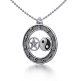 Total Universal Balance Yin Yang and Pentacle Silver Pendant TP563 - Jewelry