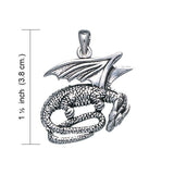 Slumbering Dragon Silver Pendant TP844 - Jewelry