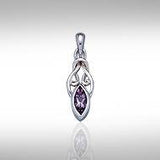 Celtic with Marquise Gemstone Silver Pendant TP856 - Jewelry