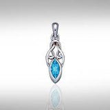 Celtic with Marquise Gemstone Silver Pendant TP856 - Jewelry