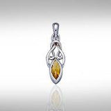 Celtic with Marquise Gemstone Silver Pendant TP856 - Jewelry