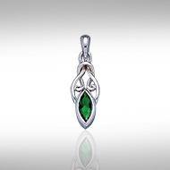 Celtic with Marquise Gemstone Silver Pendant TP856 - Jewelry