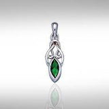 Celtic with Marquise Gemstone Silver Pendant TP856 - Jewelry