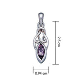 Celtic with Marquise Gemstone Silver Pendant TP856 - Jewelry