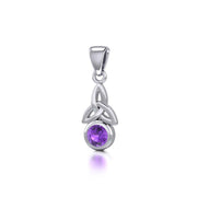 Celtic Trinity Knot with Birthstone Sterling Silver Pendant TP858