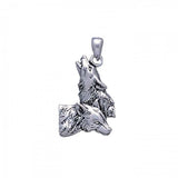 Wolf Pair Silver Pendant TP901 - Jewelry