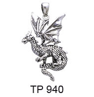 Fantasy Dragon Silver Pendant TP940