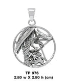 Dragon Clutching Pentacle Silver Pendant TP976