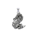 Dragon Clutching Moon ~ Sterling Silver Jewelry Pendant TP992