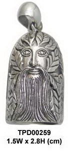 Green Man Sterling Silver Bell Pendant TPD259