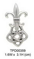 Celtic Knot Fleur De Lis Silver Pendant TPD359