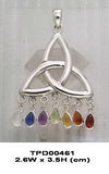 Celtic Triquetra Knot Silver Pendant with Chakra Gemstone TPD461