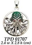 Mythic Images Cthulhu Silver Pendant with Gemstone by Oberon Zell TPD1707