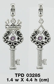 Crown Key Sterling Silver Pendant with Gemstone TPD3285CM