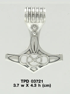Focus on your strong intention ~ Sterling Silver Jewelry Thor's Hammer Pendant TPD3721
