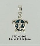 Fleur de Lis on Sea Turtle's Carapace Sterling Silver Jewelry Enamel Pendant TPD3803 - Jewelry