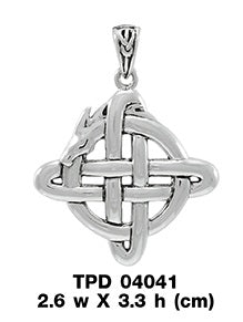 Cari Buzik Dragon in Celtic Knotwork ~ Sterling Silver Jewelry Pendant TPD4041