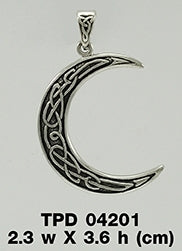 Celtic Knotwork Silver Crescent Moon Pendant TPD4201