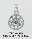 Enneagram Star Sterling Silver Pendant with Gemstone TPD4251
