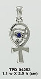 Ankh with Eye of Horus Silver Pendant with Gem TPD4253 - Jewelry