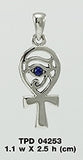 Ankh with Eye of Horus Silver Pendant with Gem TPD4253