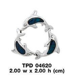 Dolphins Inlaid Shell Pendant TPD4620 - Jewelry