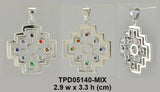 A symbol of the old cultures ~ Silver Inka Cross Pendant with Chakra Gemstone TPD5140 - Jewelry
