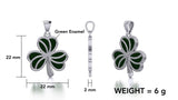 Enamel Shamrock Clover Silver Pendant TPD5160 - Jewelry