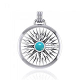 Lift up your head and be guided ~ Celtic Knotwork Compass Rose Sterling Silver Pendant with Gemstone TPD075 - Jewelry