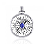 Lift up your head and be guided ~ Celtic Knotwork Compass Rose Sterling Silver Pendant with Gemstone TPD075