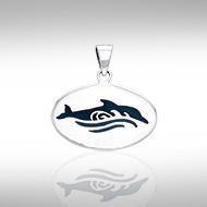 Dolphin and Waves Silver Pendant TPD1022 - Jewelry