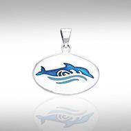 Dolphin and Waves Silver Pendant TPD1022 - Jewelry