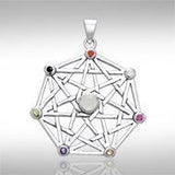 Protective Septacle Silver Pendant with Gemstones by Oberon Zell TPD1076 - Jewelry