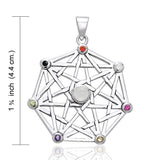 Protective Septacle Silver Pendant with Gemstones by Oberon Zell TPD1076 - Jewelry