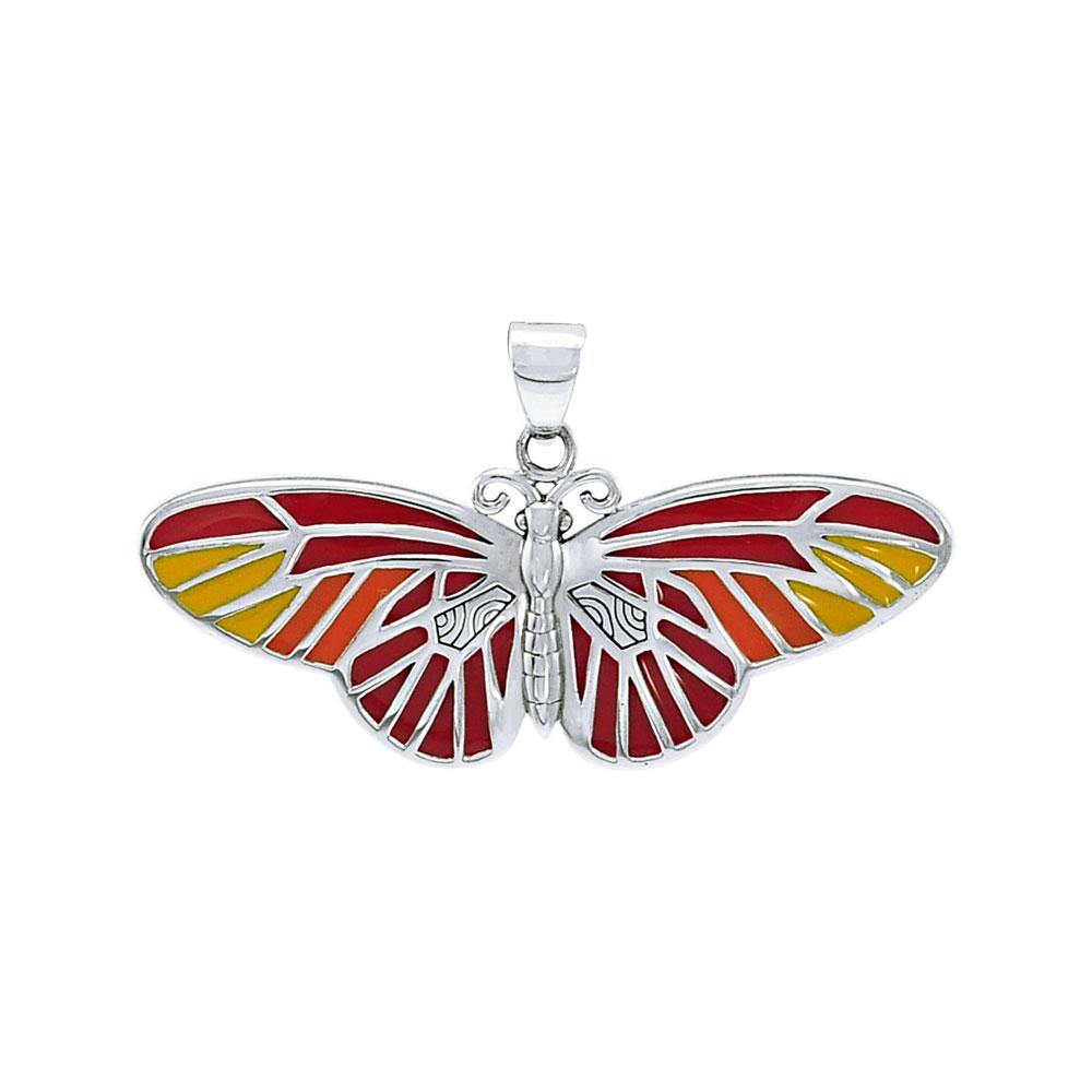 Butterfly Sterling Silver Pendant with Enamel TPD1150 - Jewelry