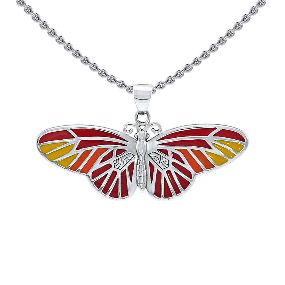 Butterfly Sterling Silver Pendant with Enamel TPD1150 - Jewelry