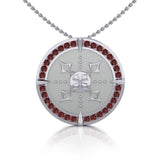 Viking Warrior Shield of Inspiration ~ Sterling Silver Pendant Jewelry with Garnet Gemstones TPD1189 - Jewelry