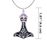 Thor Hammer with Gemstone Silver Pendant TPD1192 - Jewelry
