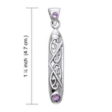 Celtic Maori Long Sterling Silver Pendant with Gemstone TPD1214 - Jewelry