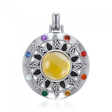 Celtic Triskele Sun Sterling Silver Pendant with Gemstones TPD1267