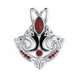 Look beyond your lifes endless journey Silver Triquetra Pendant with Gemstone TPD1273 - Jewelry