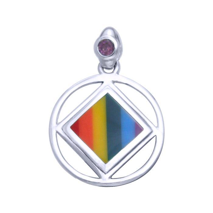 Encircled Square Symbol Silver Pendant TPD168 - Jewelry