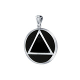 AA Symbol Silver Pendant with Stone TPD170 - Jewelry