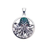 Mythic Images Cthulhu Silver Pendant with Gemstone by Oberon Zell TPD1707 - Jewelry